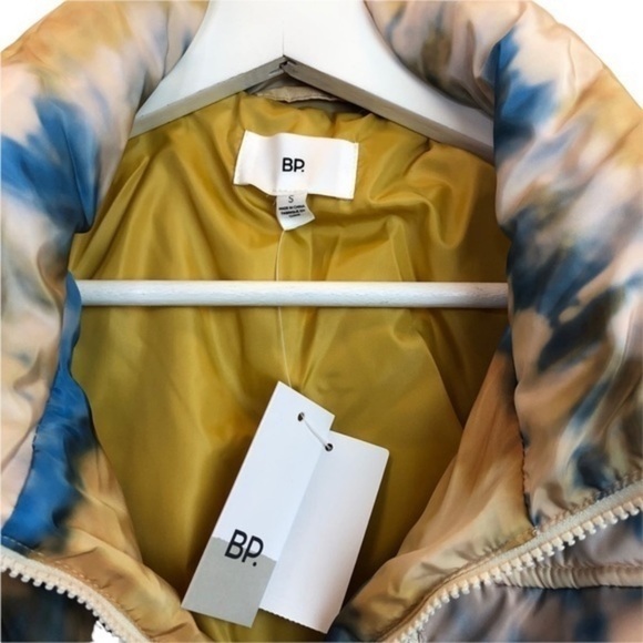 BP. Horizon Yellow Blue Tie Dye Print Puffer Jacket New - Picture 7 of 9